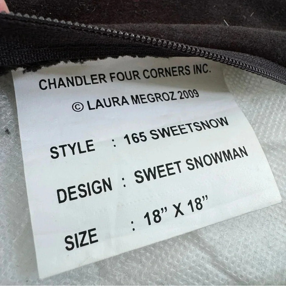 Chandler Four Corners Wool Laura Megroz 2009 Sweet Snowman Pillow 18” - Picture 6 of 9